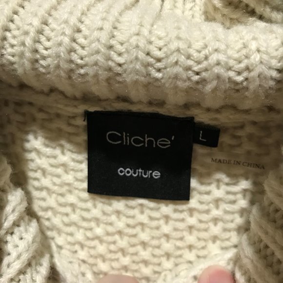 Cliché Couture Cowl Neck Turtleneck Sweater Lg - Picture 6 of 8